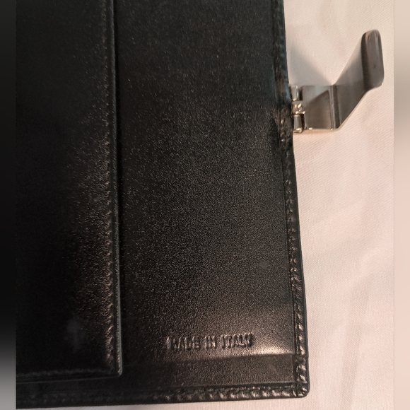 PRADA Double hook Bi fold Wallet Silver Hardware Unisex Leather Black - Picture 7 of 14